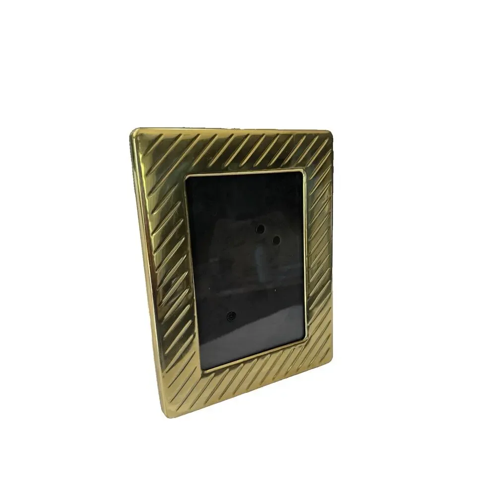Vtg Gold Plated Picture Frame Ornate Easel Back Rectangle 3x4.5 Minimalist Decor